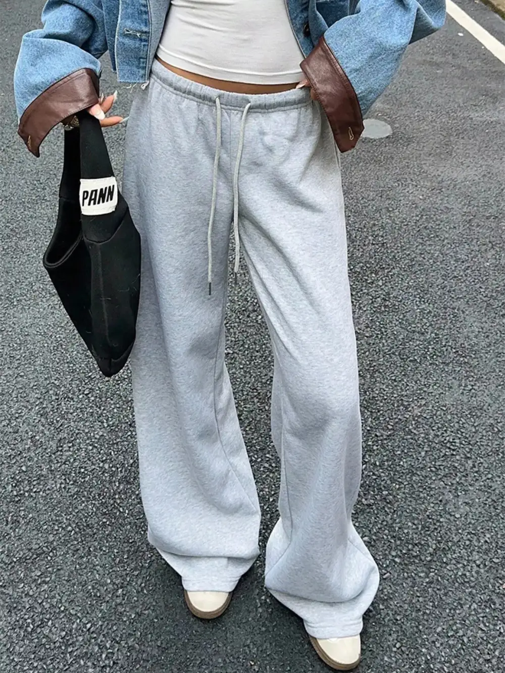 Wide-Leg Drawstring Pocketed Sweatpants