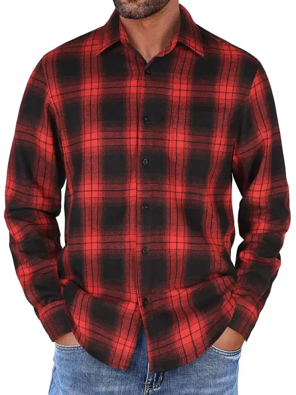 Casual Button Down Plaid Flannel Shirt