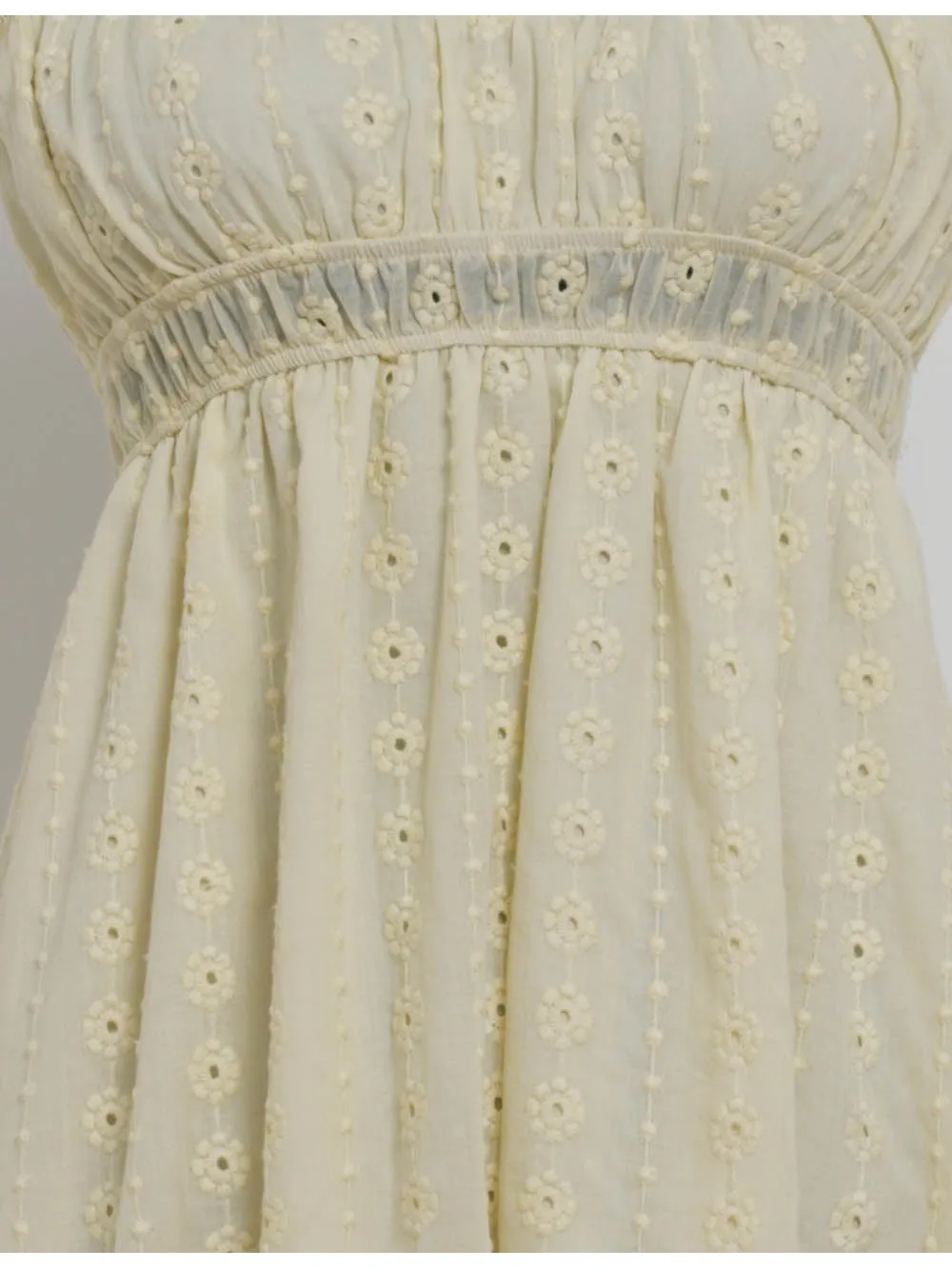 Eyelet Embroidery Square Neck Ruffle Mini Dress