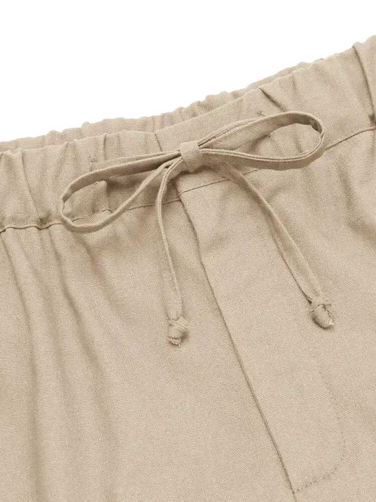 Classic Elastic Waist Linen Shorts
