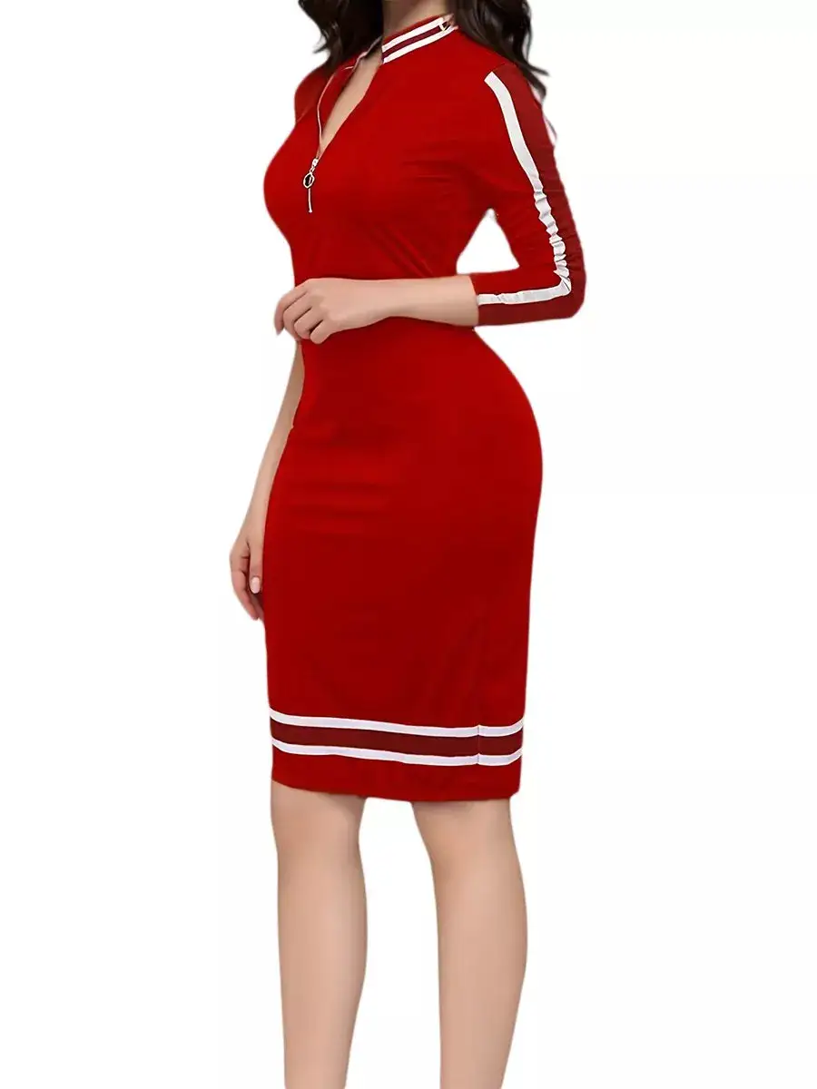Lightweight Feel Striped Long Sleeve Dress