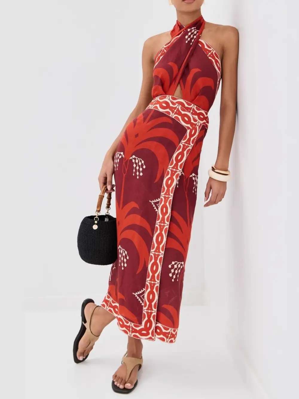 Printed Wrap Dress Casual