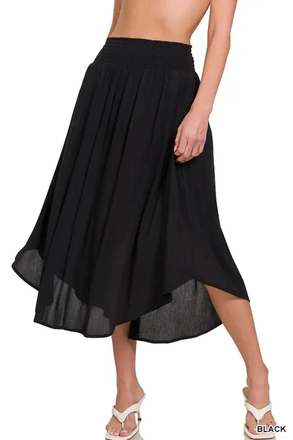 Neat Smocked Pocket Detail Skirt