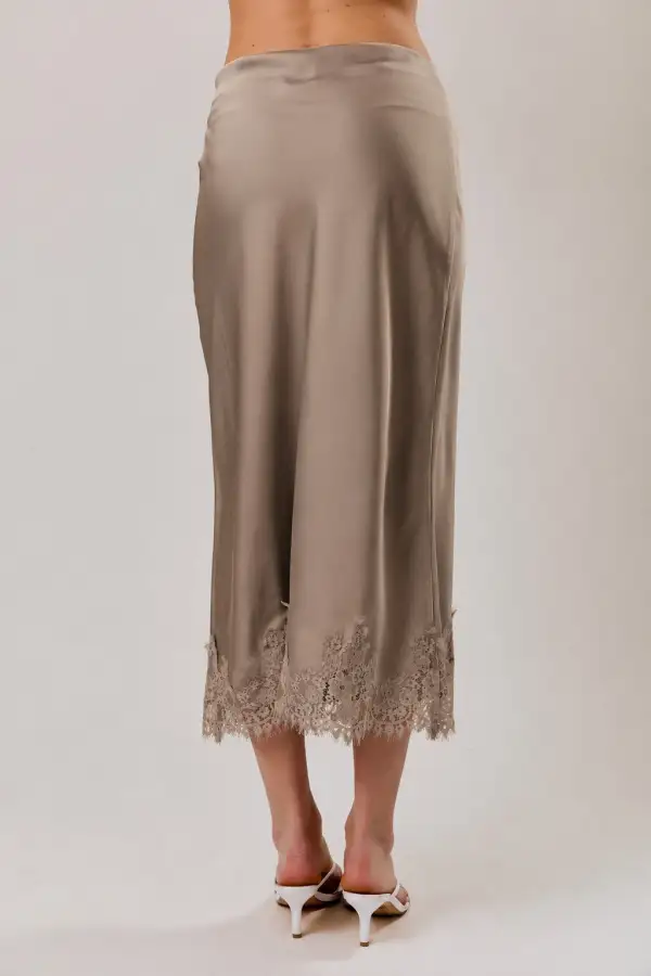 Lace Hem Silk Skirt