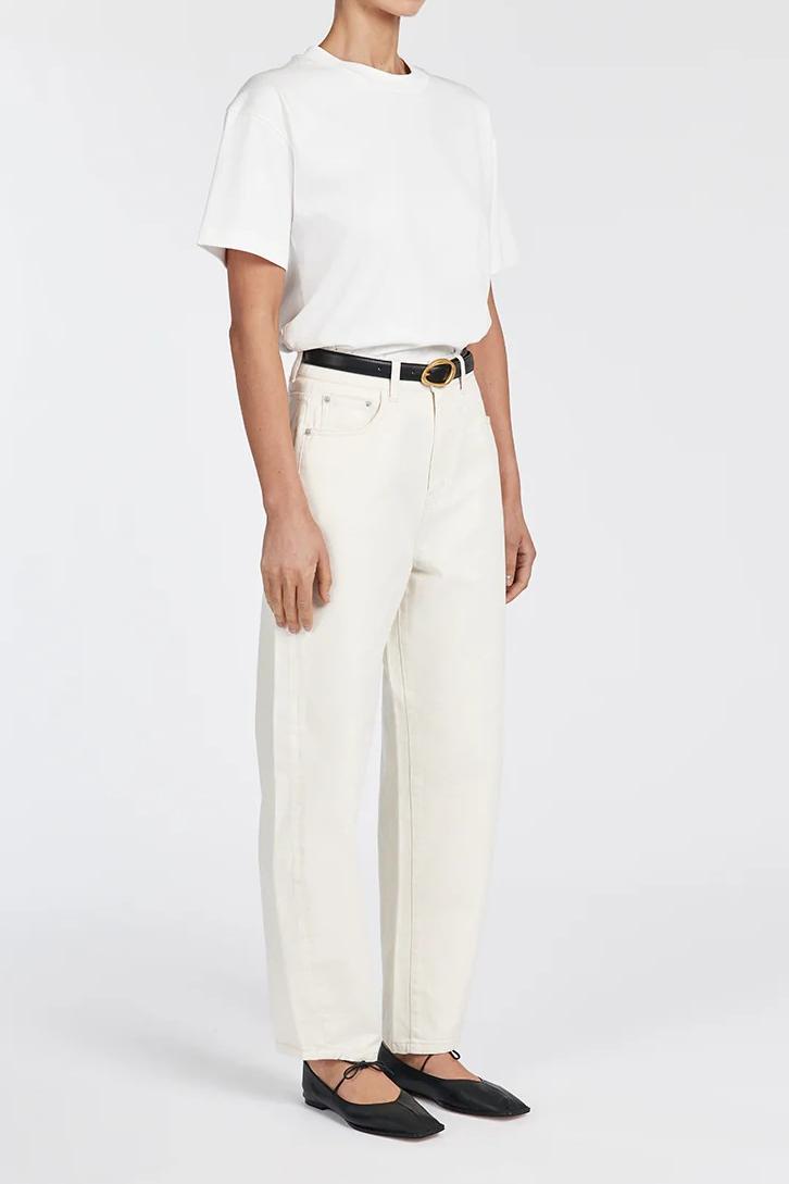 CREAM BARREL LEG JEAN