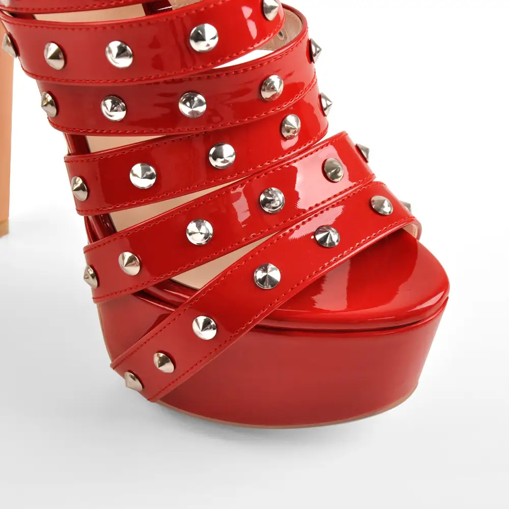 Platform Rivet Strap Stiletto Sandals