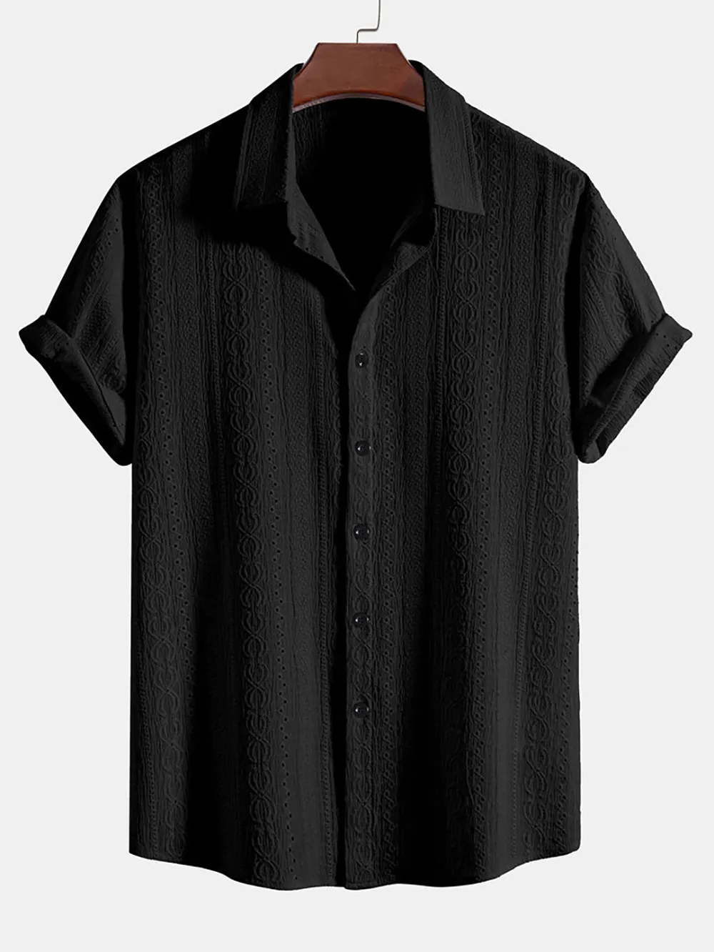 White Textured Button Up Shirt