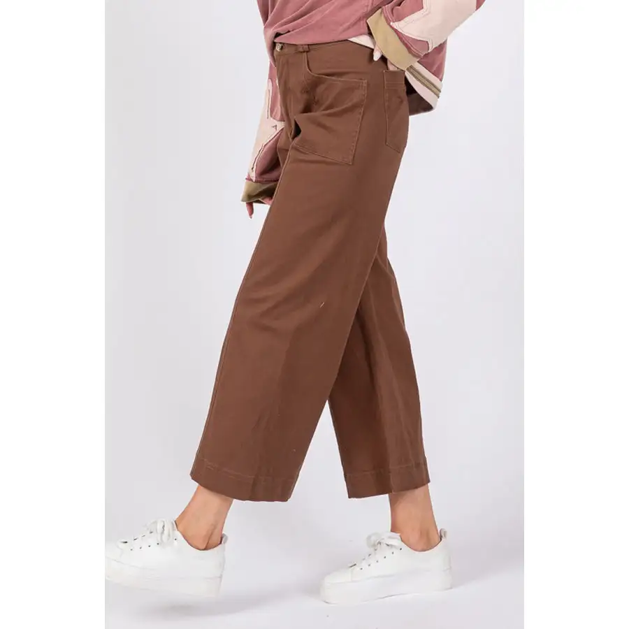 Classic Sage Fig Wide Leg Cropped Pants