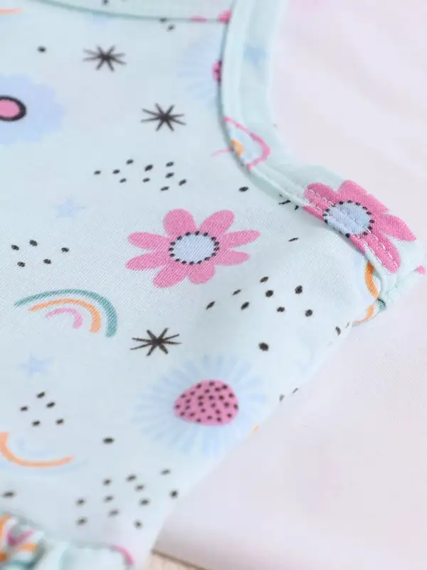 Girls Floral Print Spaghetti Strap A-Line Dress