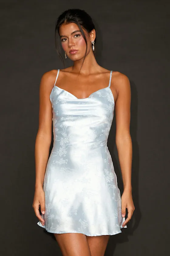 Close to Your Heart Wine Red Satin Jacquard Cowl Slip Dress