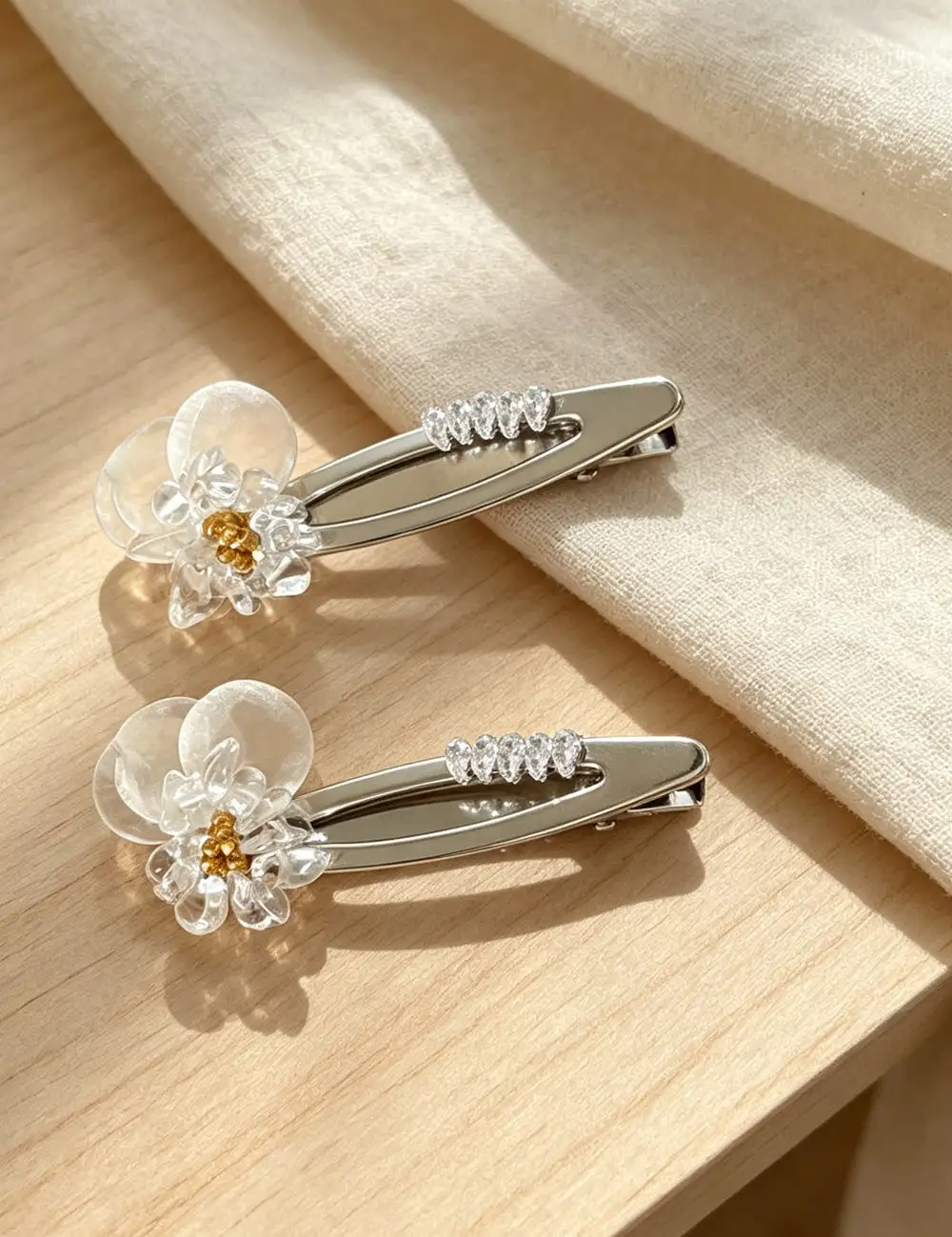 Camellia Flower Snap Hair Clip