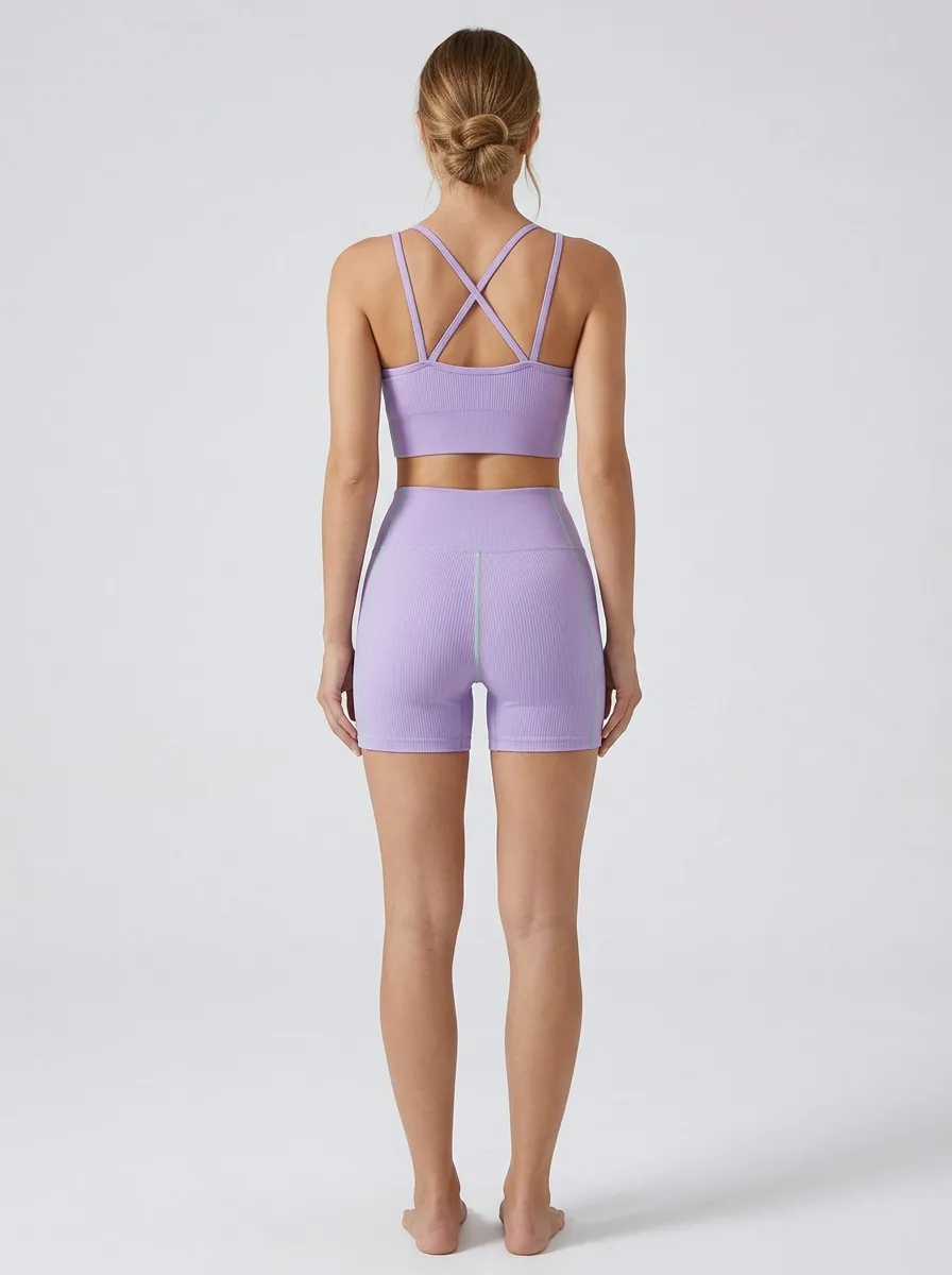 Women's Contemporary Ribbed Seamless Tank Tank and Shorts Active Set
