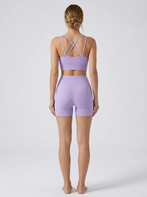 Women's Contemporary Ribbed Seamless Tank Tank and Shorts Active Set