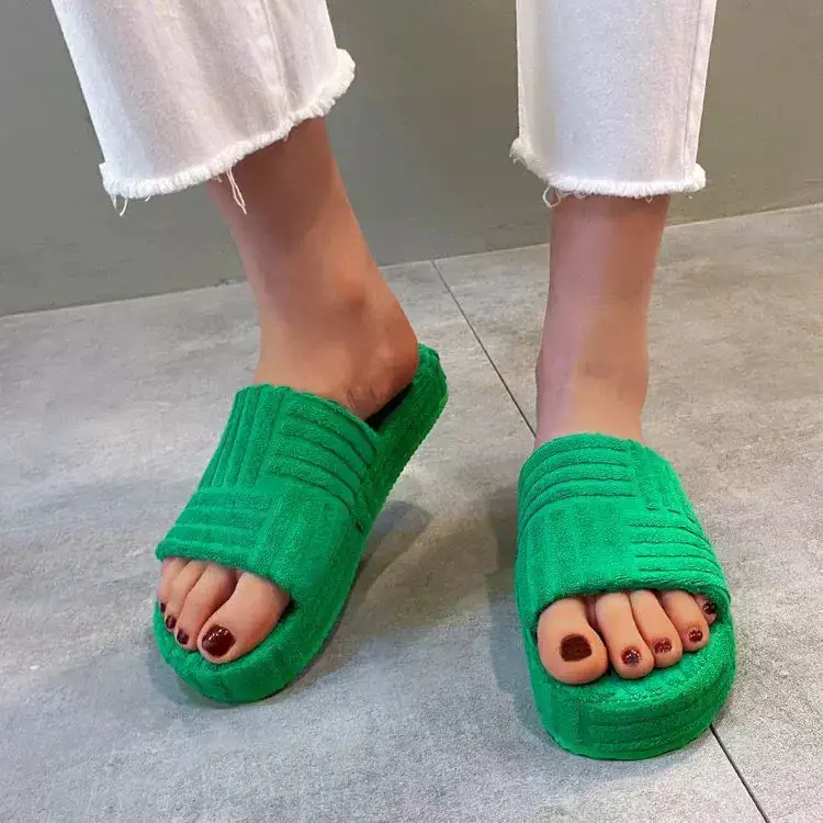 Refined Open Toe Platform Slippers