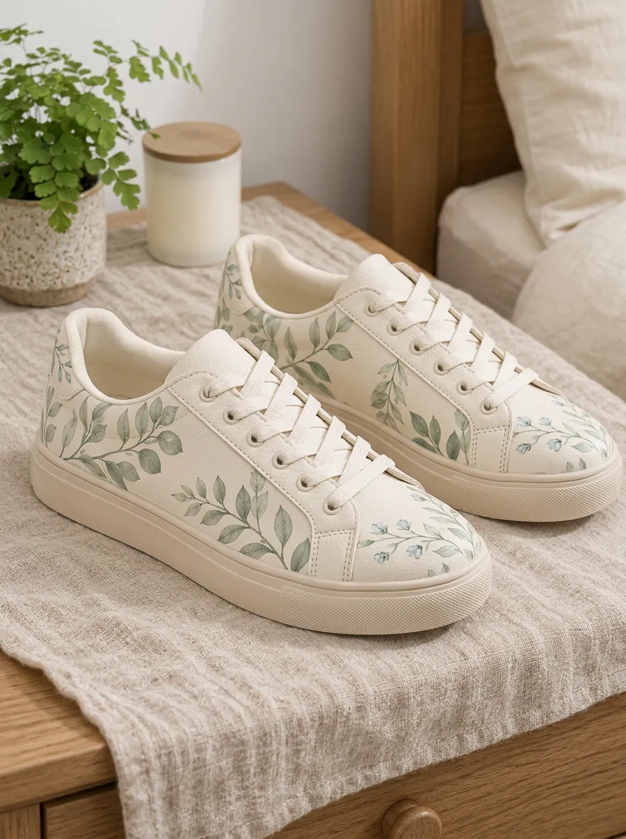 Women's Daily Botanical Nature Lover Leaves Skate Shoes