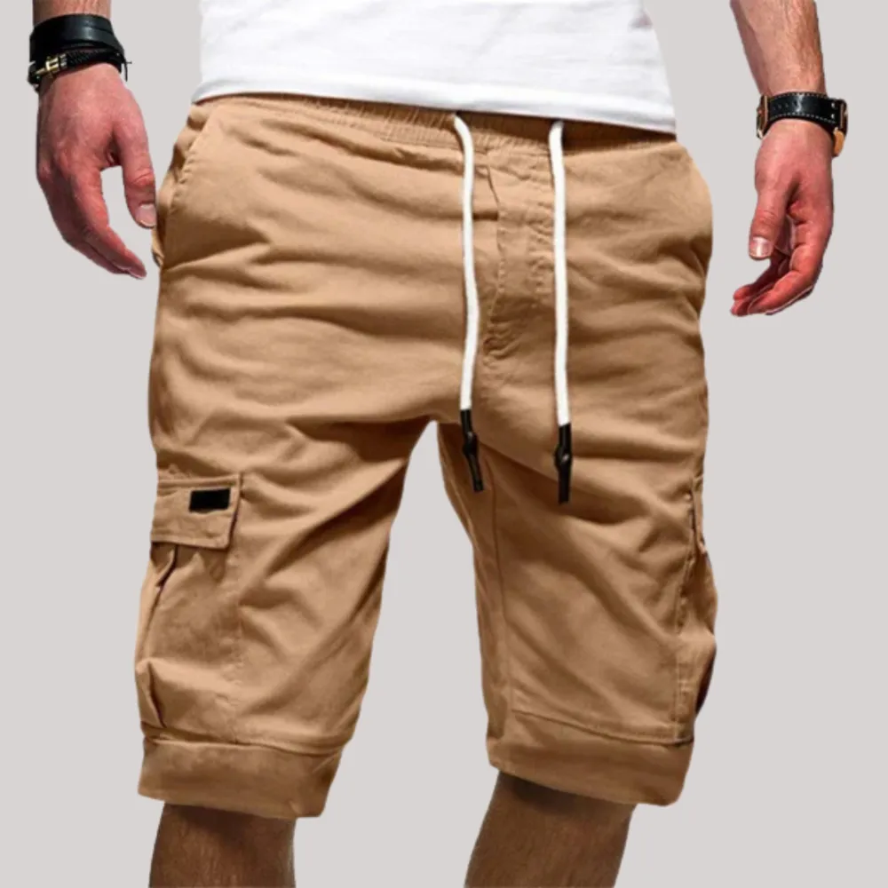 Men's Denim Cargo Shorts with a Belted Waist for Casual Styling