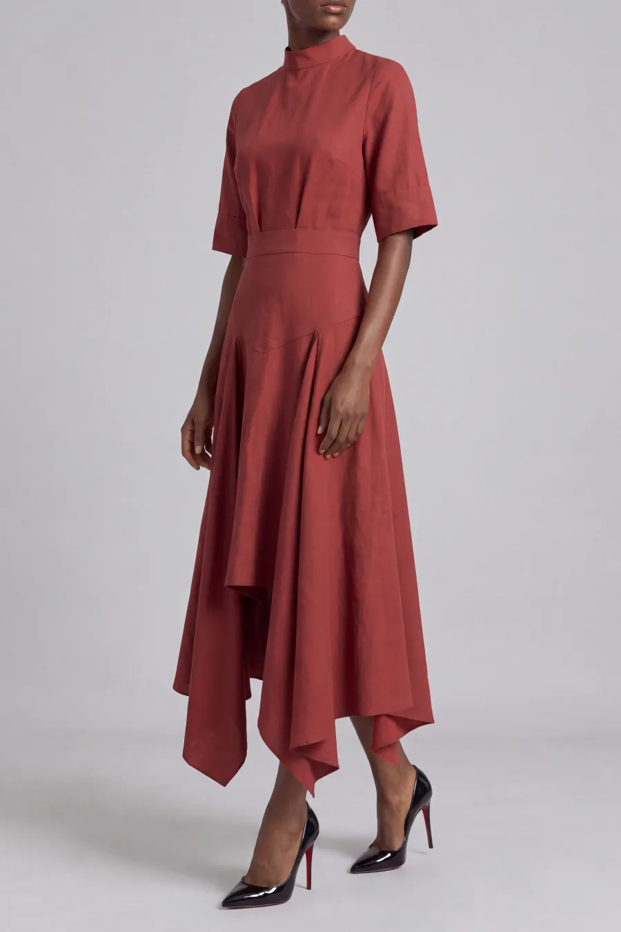 Tie Detail Asymmetrical Midi Dress