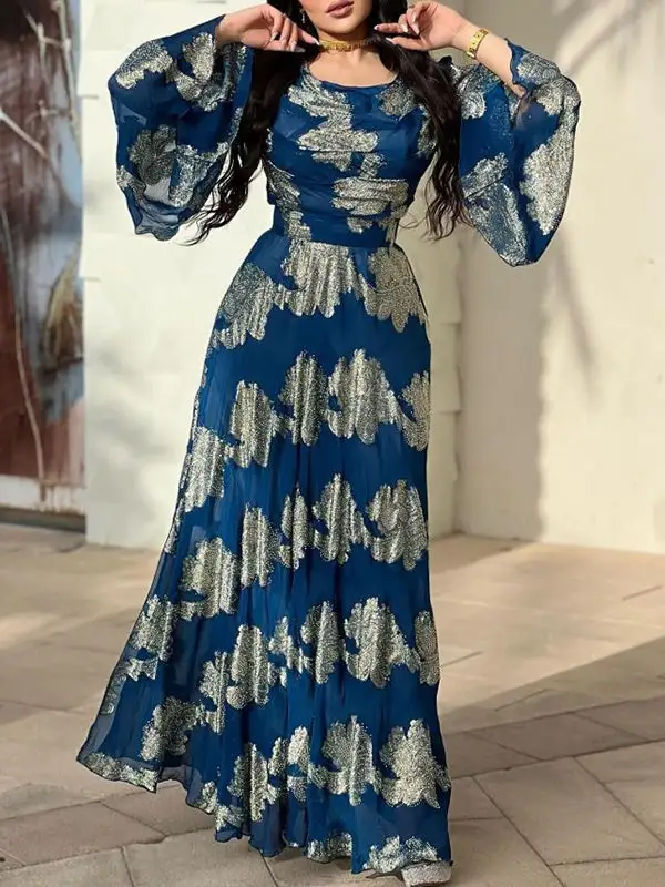 Flared Floral Printed Maxi Dress