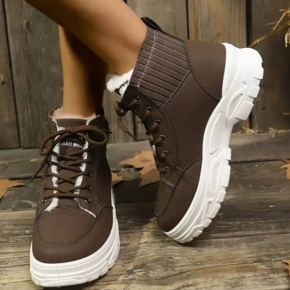 Plush Lining Lace Up Boots