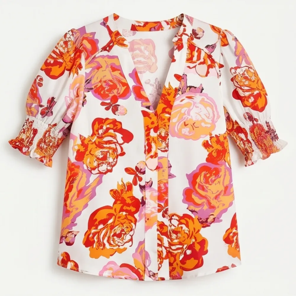 Floral Puff Sleeve Blouse
