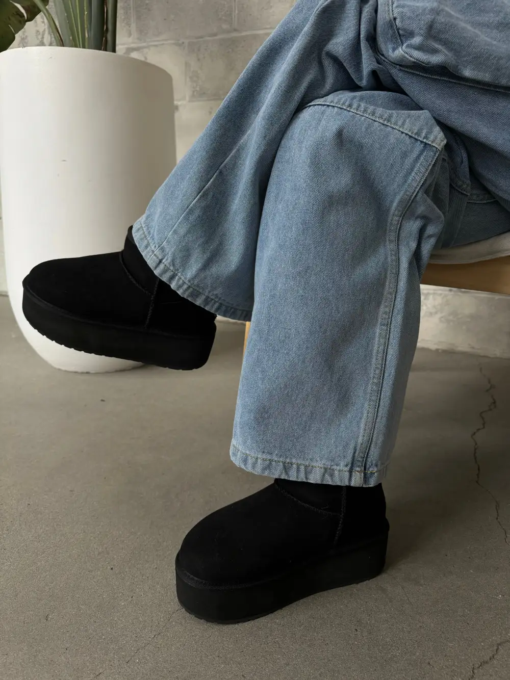 Suede Warm-Lined Platform Ankle Boots