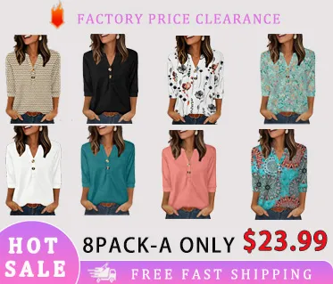 WIHOLL Womens Tops 3/4 Sleeve Heley Shirts
