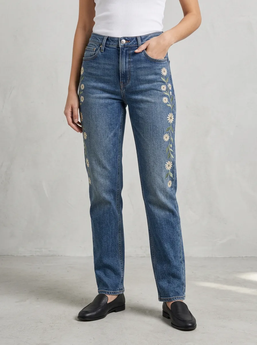 Embroidered Relaxed Jeans