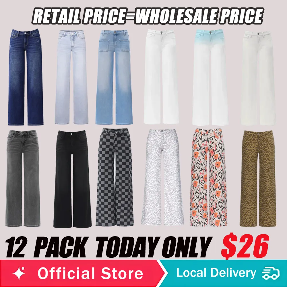 Mid-Low Waist Loose Stretch Wide Leg Jeans