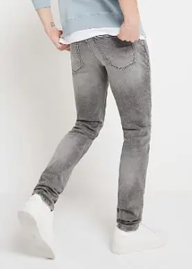 Men's  Grey Bleached Skinny Jeans