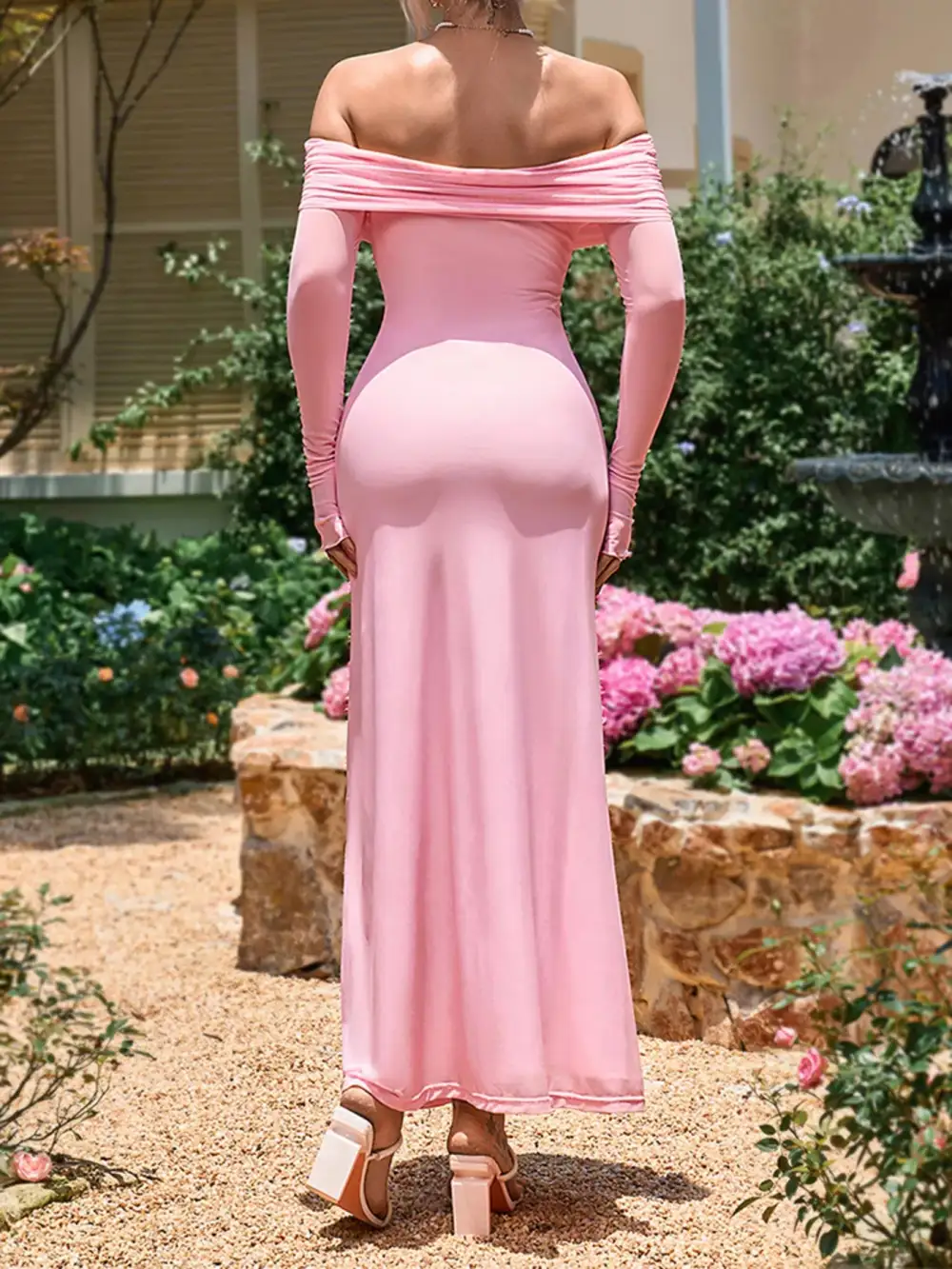 Wearable Cut Ruched Long Sleeve Maxi Dress