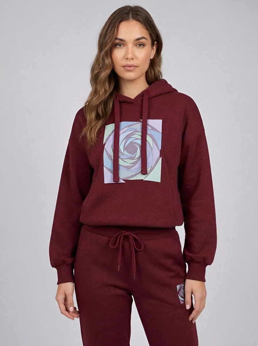 Women's Heather Grey Tapered Pants Solid Hoodie & Pants Set
