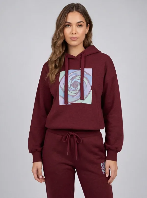 Women's Heather Grey Tapered Pants Solid Hoodie & Pants Set