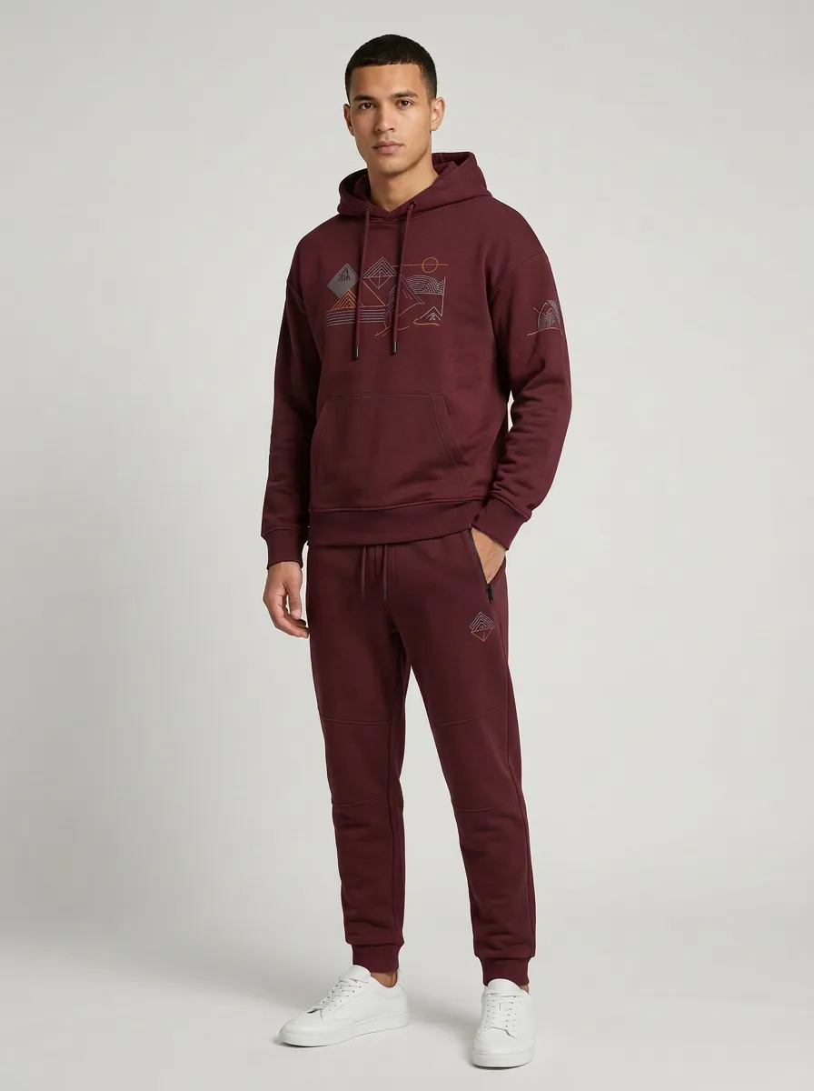 Men's Navy Graphic Hoodie and Jogger Set