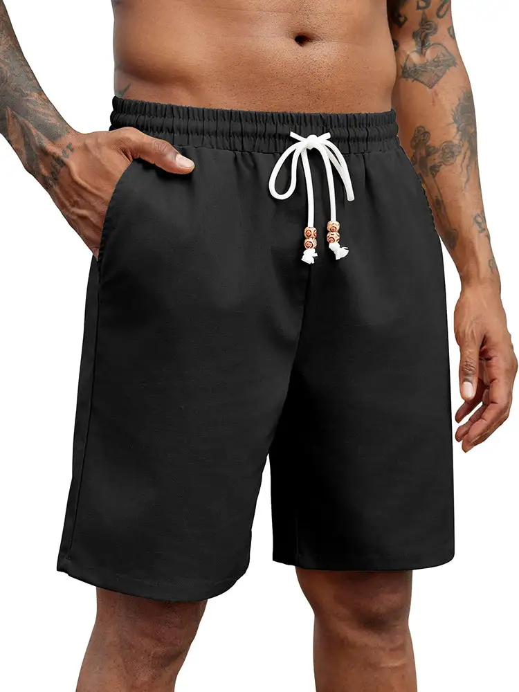Men's Casual Drawstring Linen Blend Shorts
