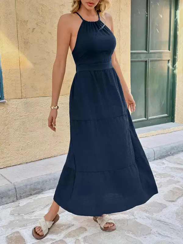 Gathered Detail Tiered Midi Dress