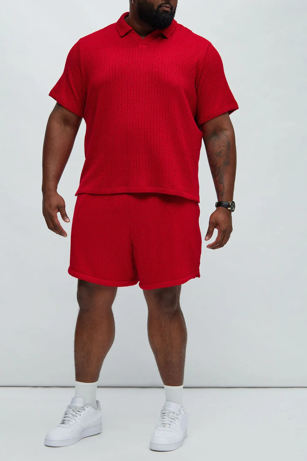 Fashion Red Textured Polo