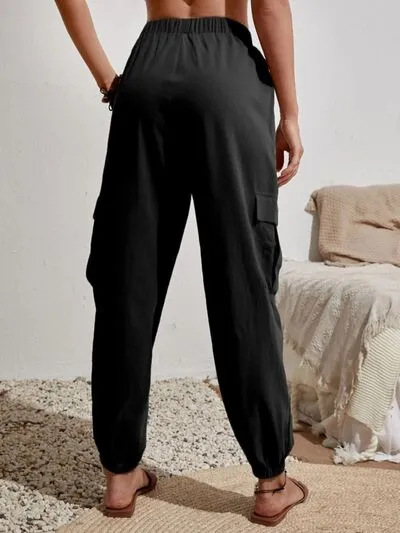 Drawstring Pocketed Cargo-Detail Jogger Pants