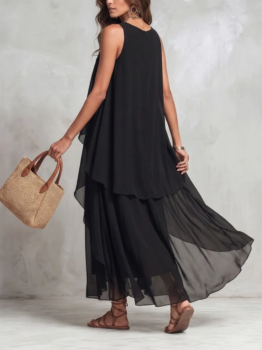 Loose Layered Neck Maxi Dress