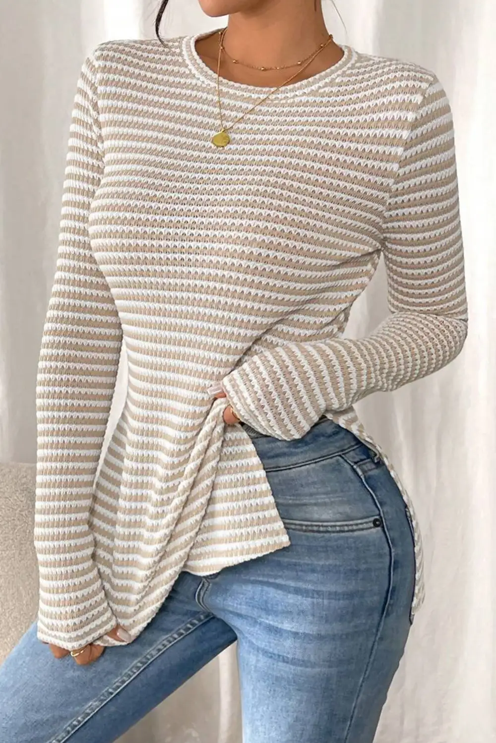 Striped Sheer Long Sleeve Top