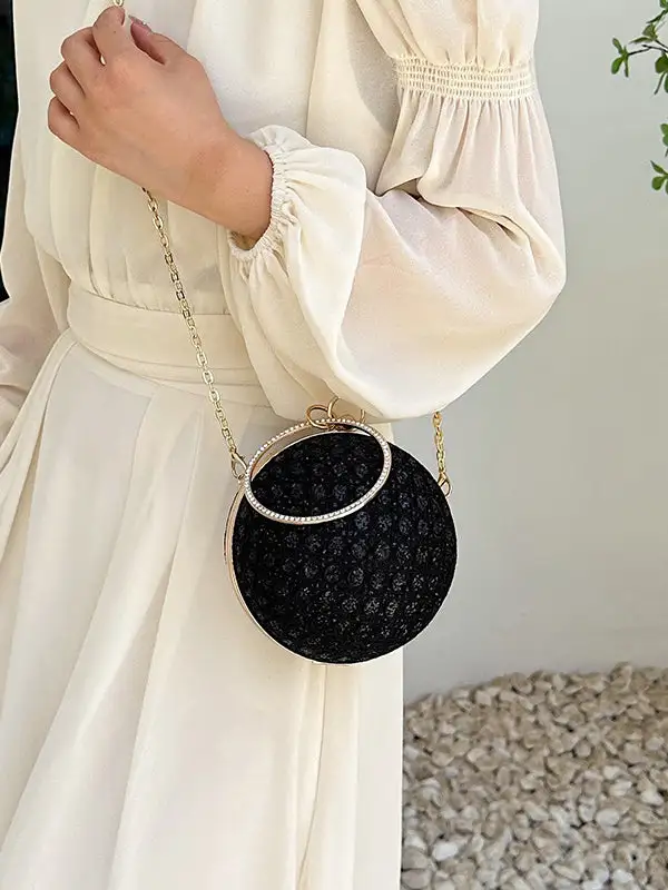 Chain Geometric Rhinestone Crossbody Bag
