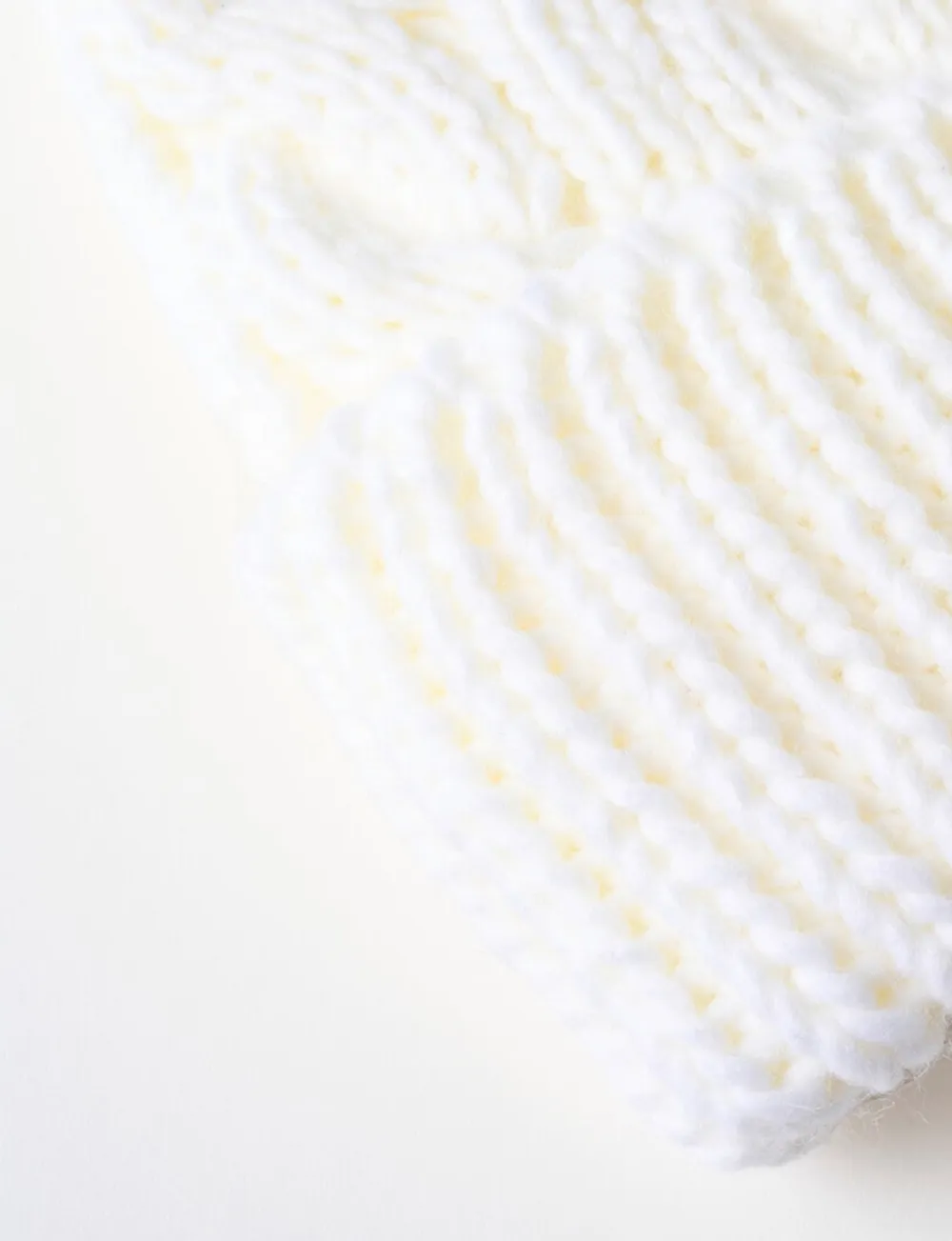 Ivory Cable Knit Pom Pom Hat