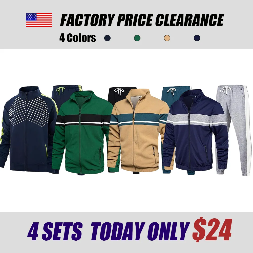 Leading The Better Life Men'S Sweat Suit 2 Piece Outfit Casual Contrast Sports Jogging Tracksuits Set