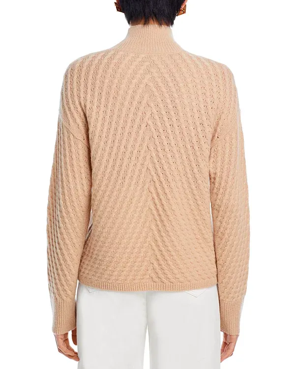 Drop Shoulder Waffle Mock Neck Sweater