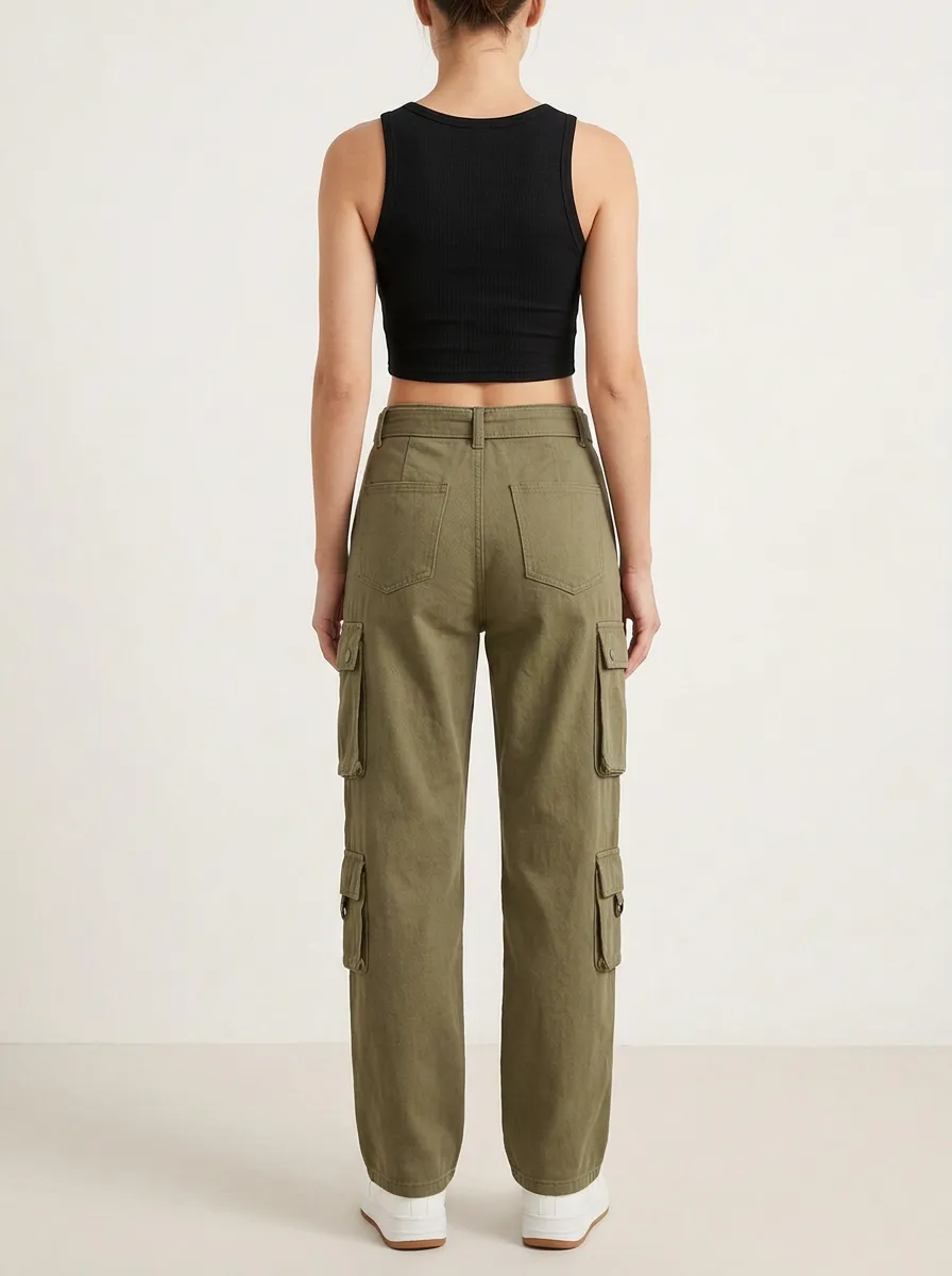 Core Utility Style Multi Pocket Shape Women's Multi Pocket Cargo Pants