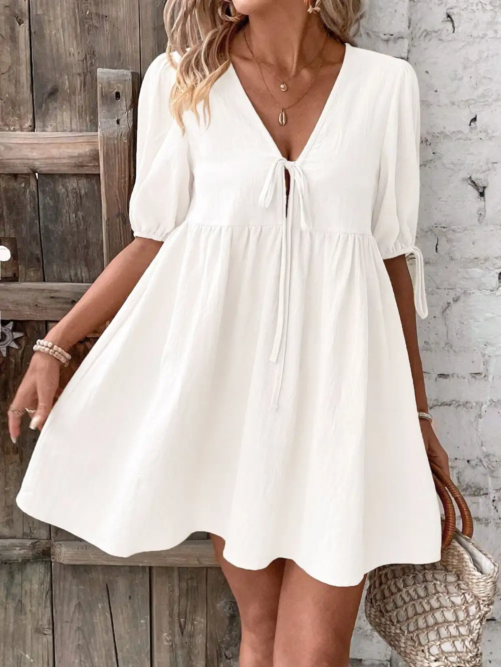 Puff Sleeve Mini Dress