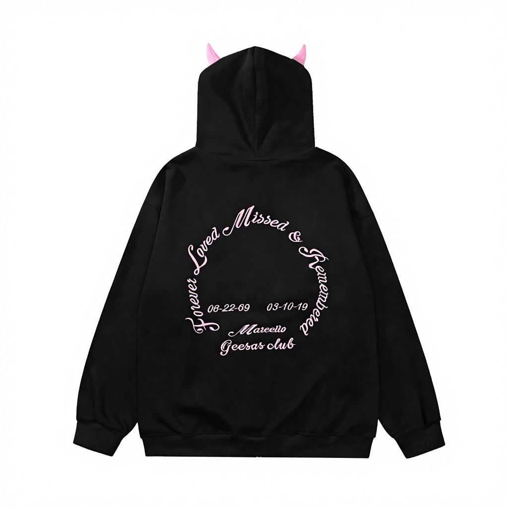 Retro Devil Patch Hooded Cardigan