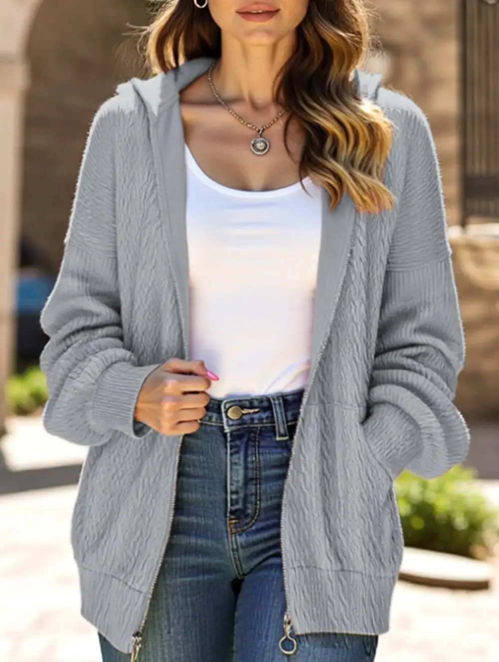 Pocket Long-Sleeved Loose Hooded Sweatshirt