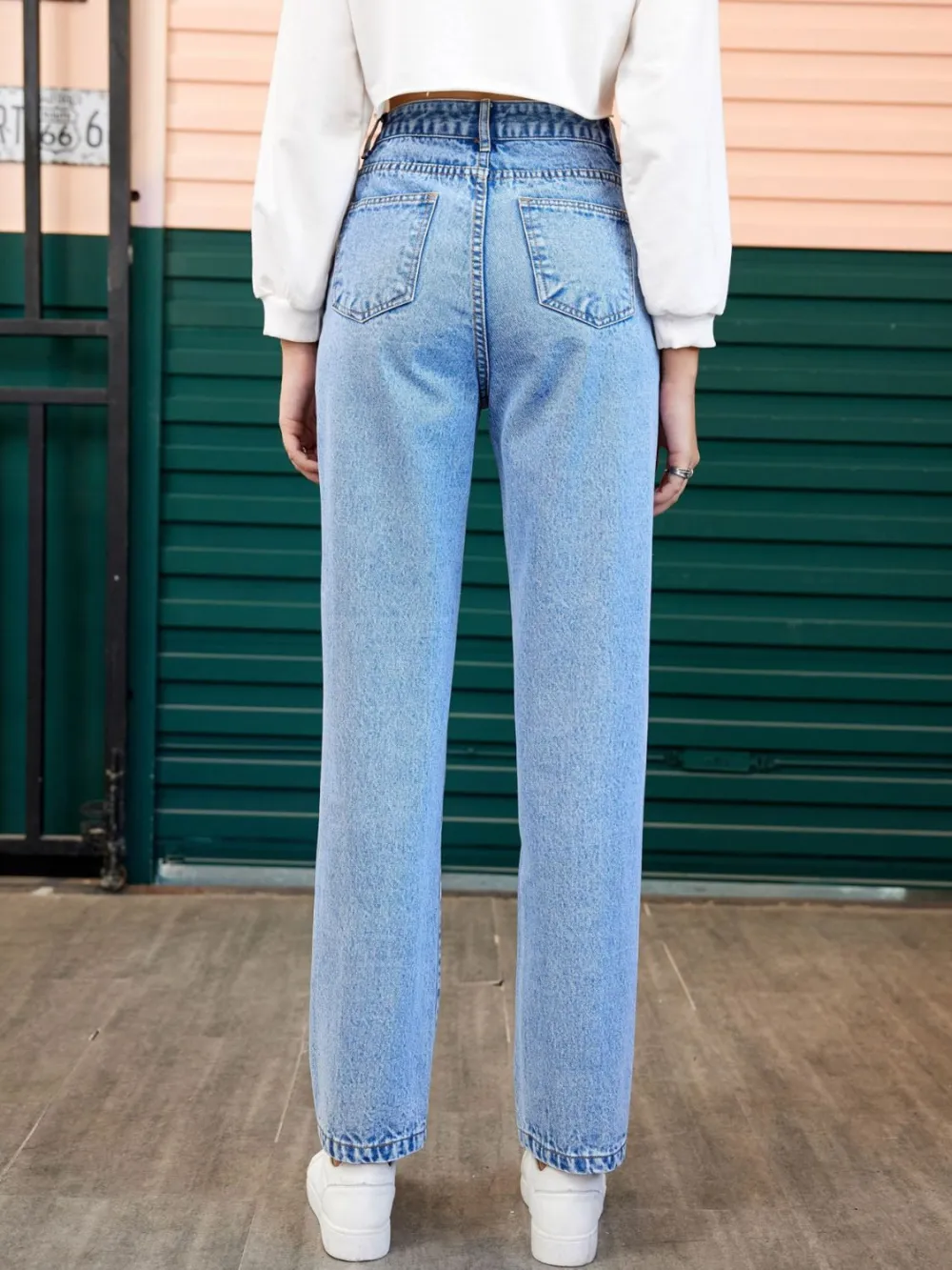 Heart Straight Leg Pocket Denim Jeans