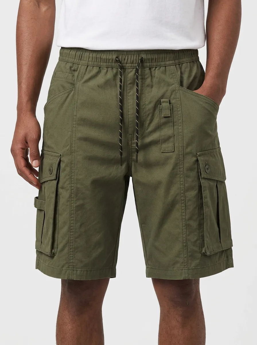 Men's Olive Green Tactical Multi-Pocket Cargo Shorts