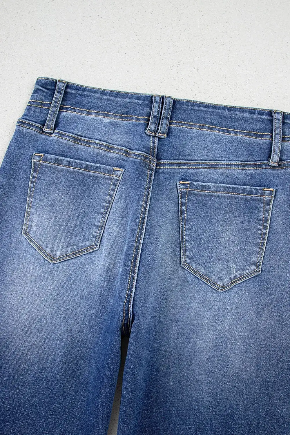 High Waisted Wide Leg Vintage Wash Denim Jeans